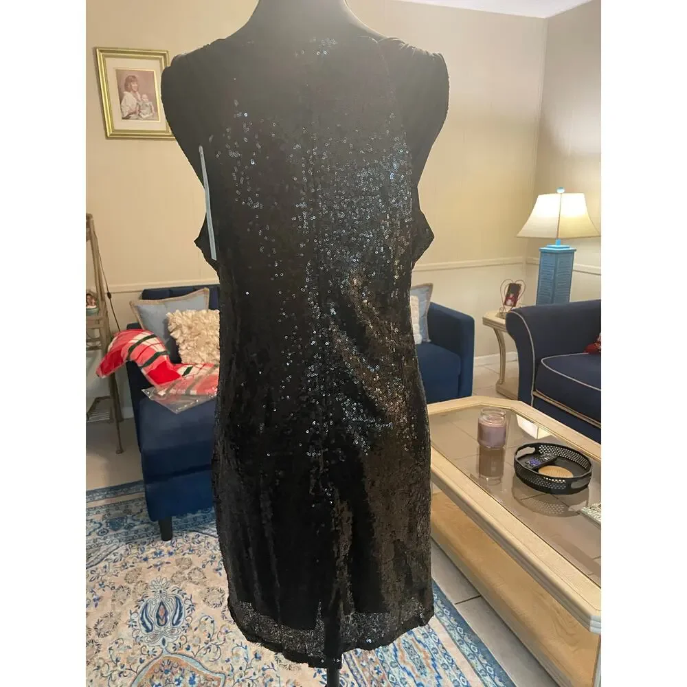 Women’s She And Sky Black sequenced Cocktail Dress Size Medium - Picture 5 of 9